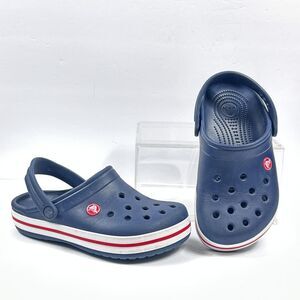Crocs Crocband Clogs Youth Size J3 Blue Navy Slip On Sandals Casual Comfort
